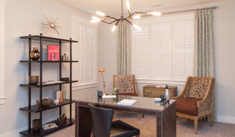 St. George home office with plantation shutters.